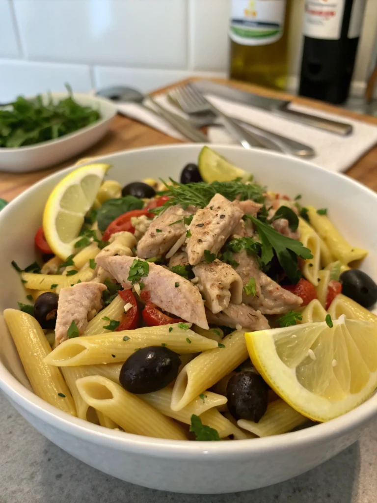 Salade de pâtes au thon et olives