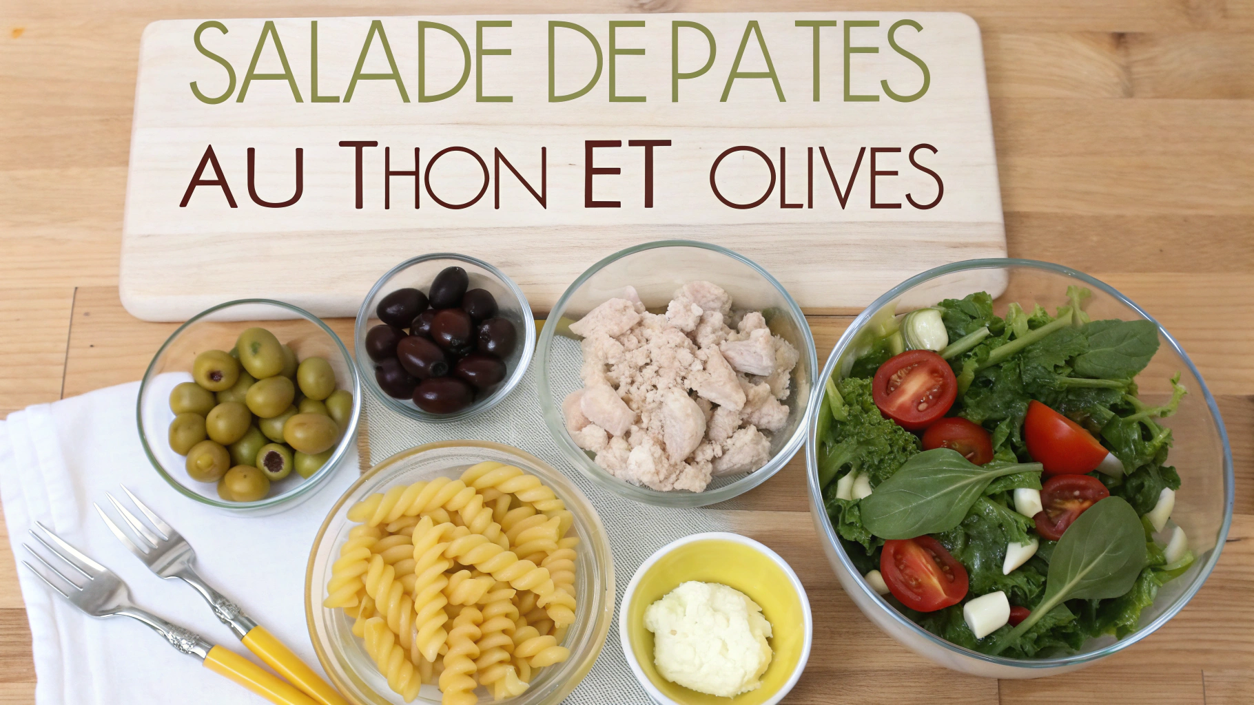 Ingrédients pour Salade de pâtes au thon et olives