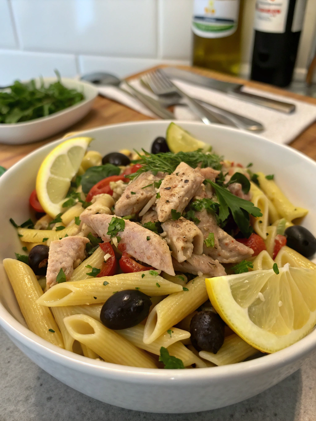 Salade de pâtes au thon et olives