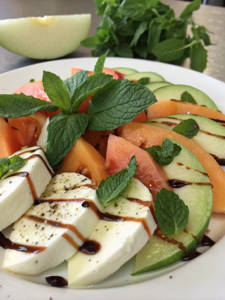 Salade melon mozzarella menthe