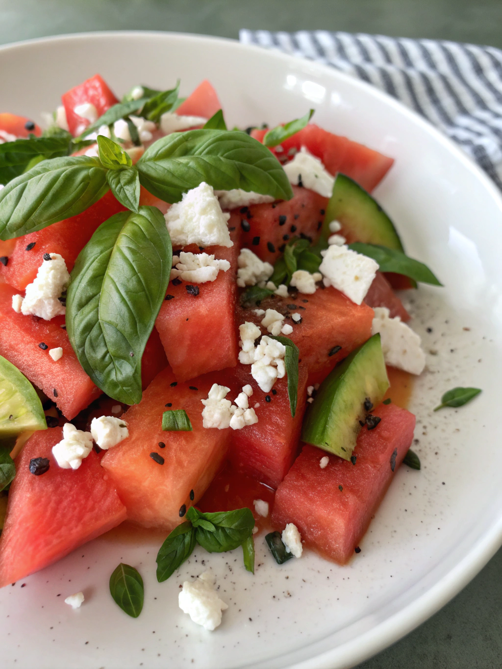 Salade pastèque feta basilic