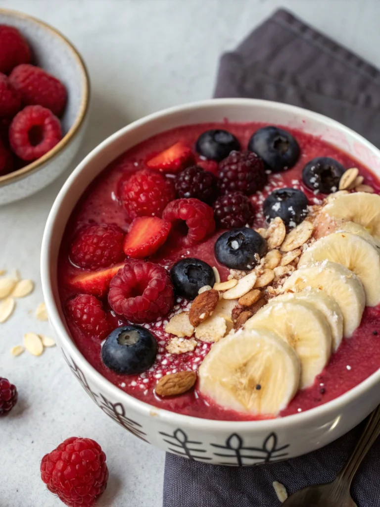 Smoothie bowl fruits rouges banane