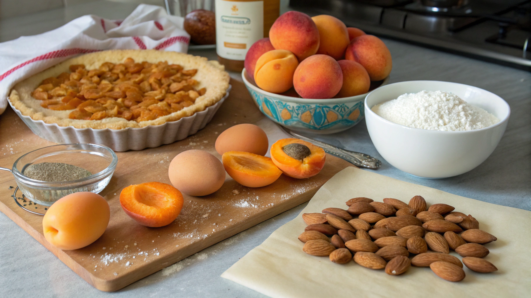 Ingrédients pour la Tarte aux abricots amandine