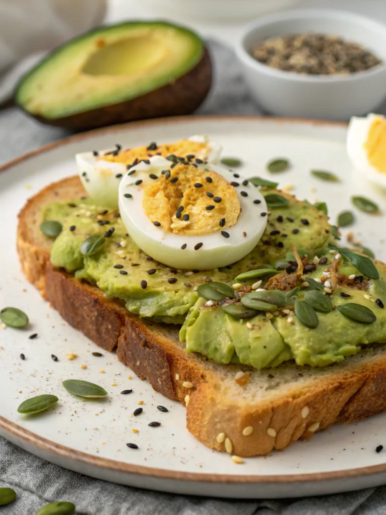 Toast avocat œuf dur et graines