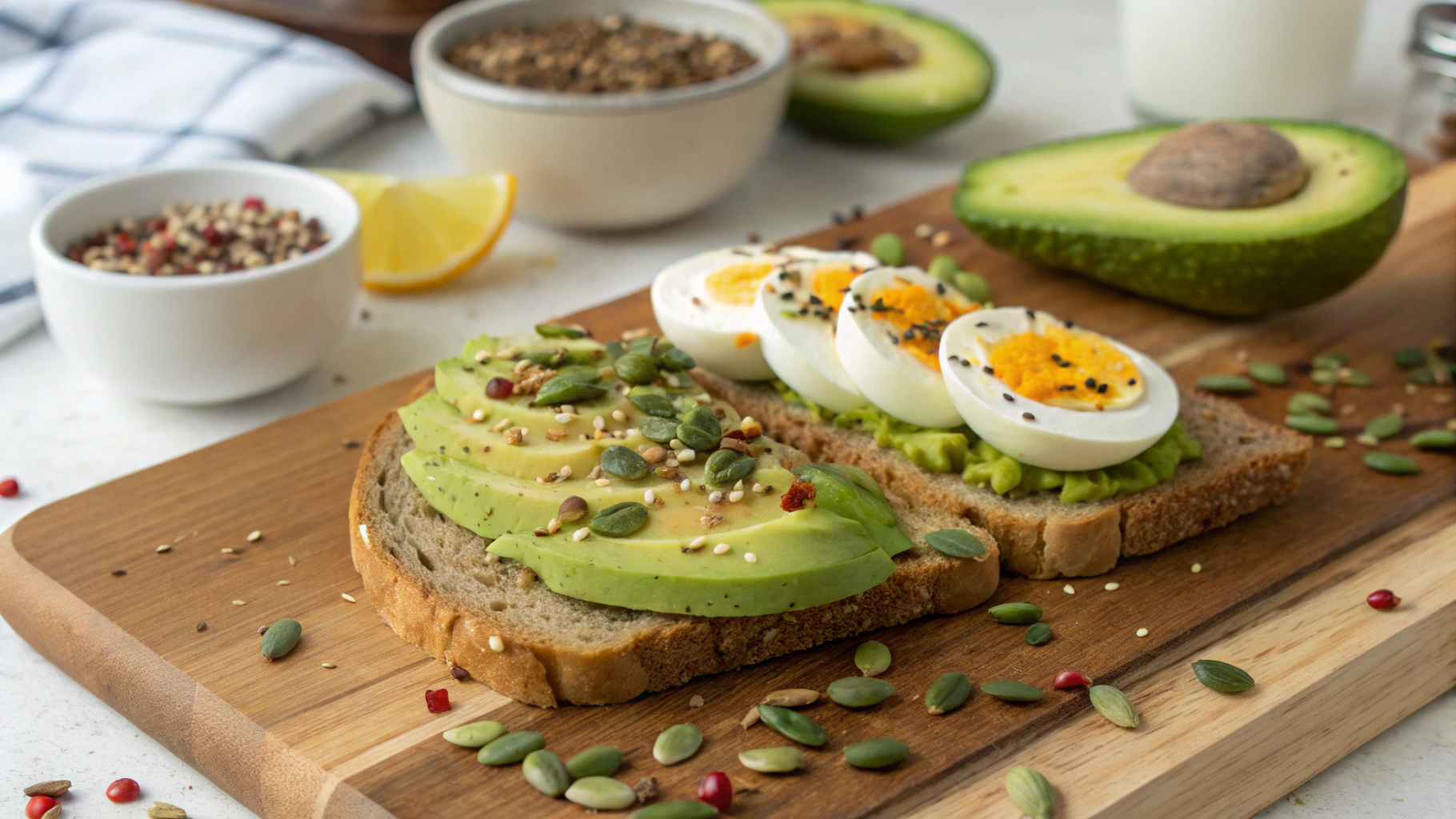 Ingrédients pour Toast avocat œuf dur et graines
