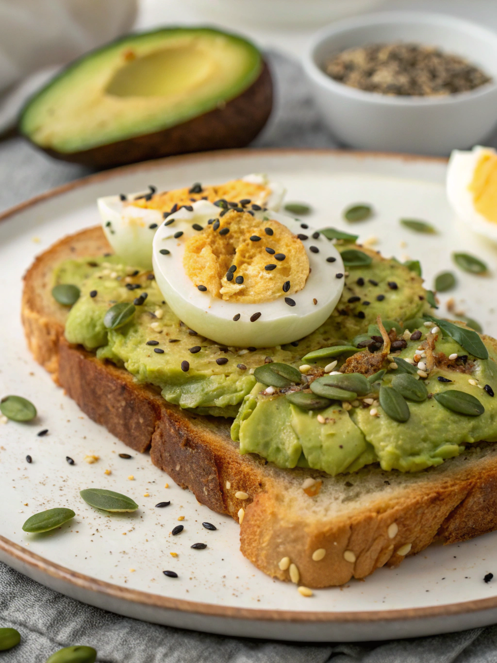 Toast avocat œuf dur et graines