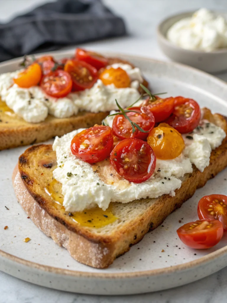 Toast ricotta tomates cerises