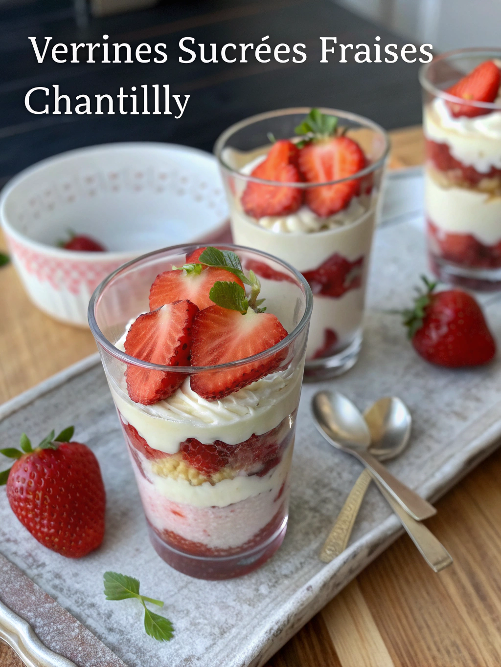 Verrines sucrées fraises chantilly