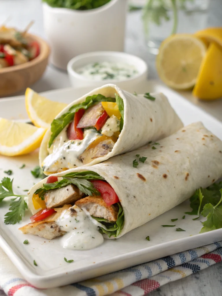 Wraps poulet crudités sauce yaourt