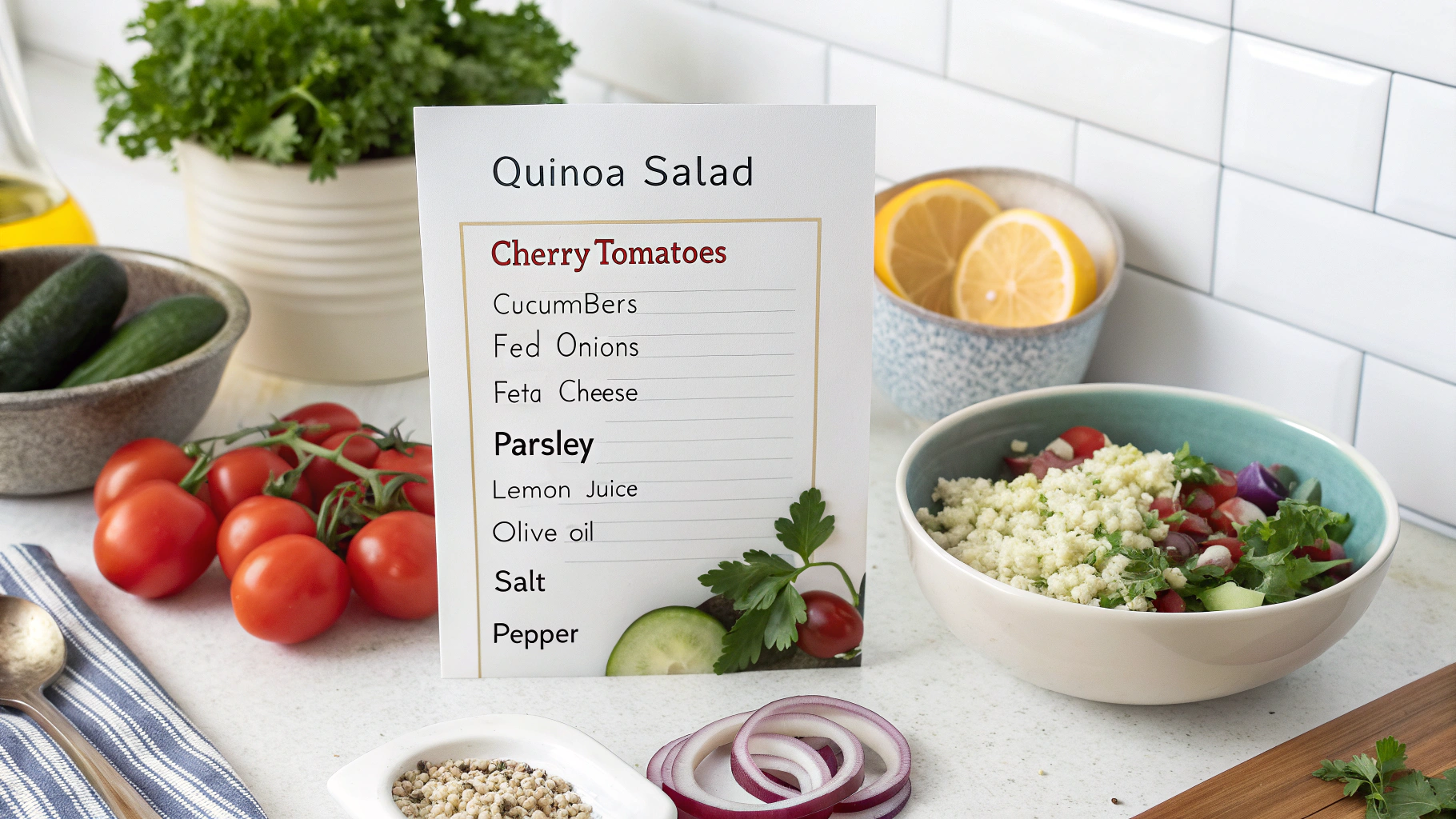 Ingrédients pour salade de quinoa facile