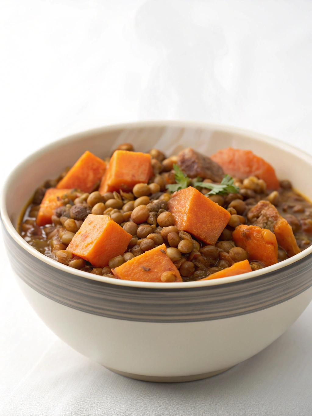 Bowl warm lentilles patate douce