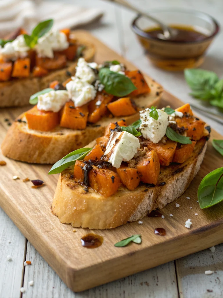 Bruschetta patate douce chèvre