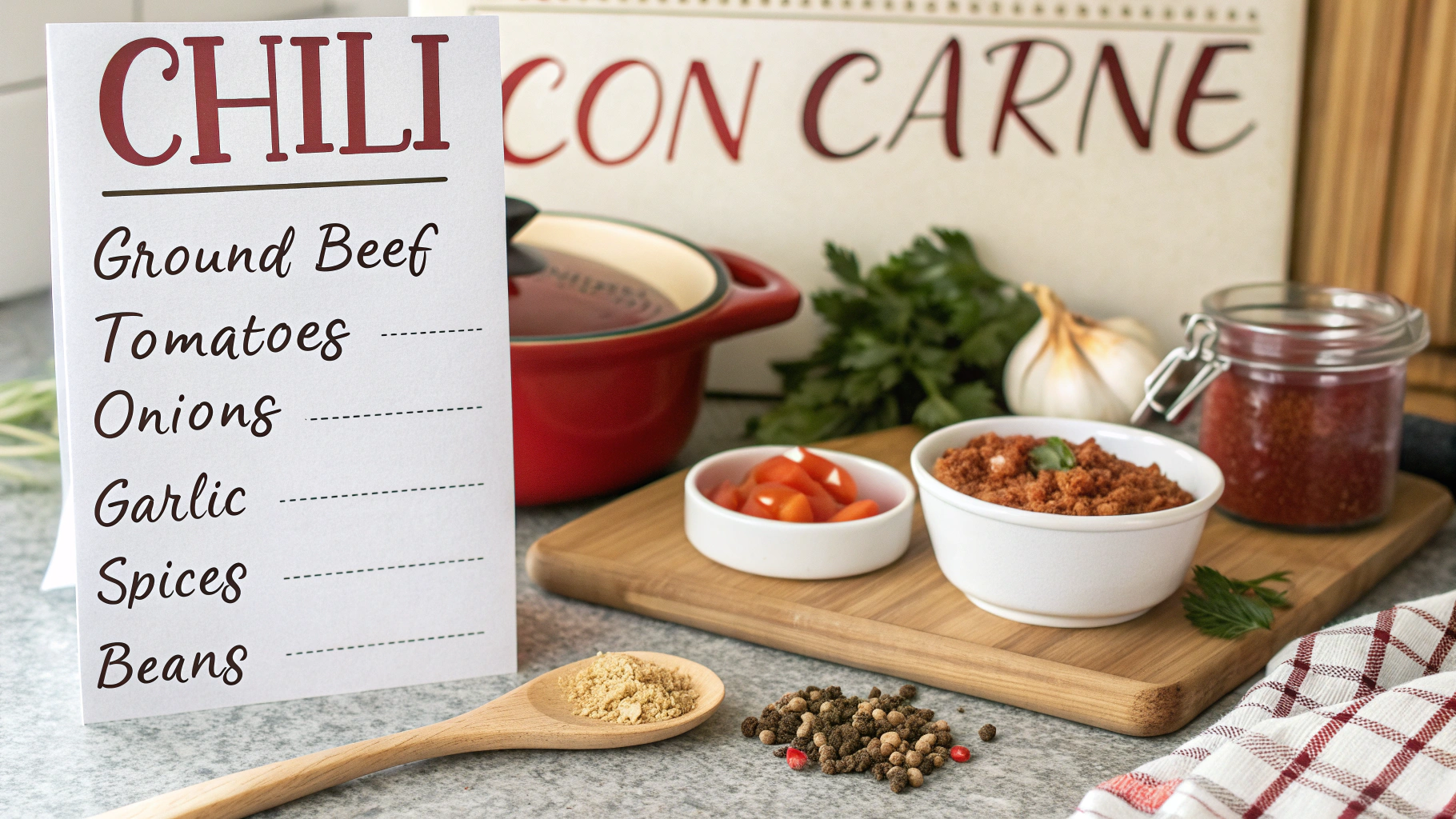 Ingrédients pour chili con carne maison
