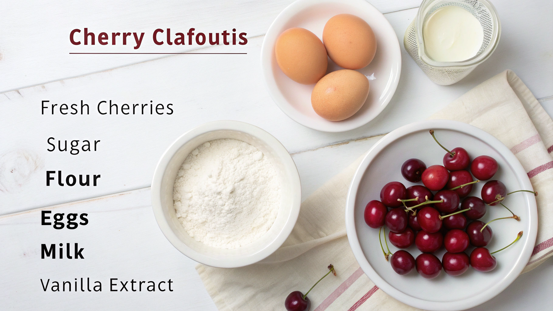 Ingrédients pour clafoutis aux cerises