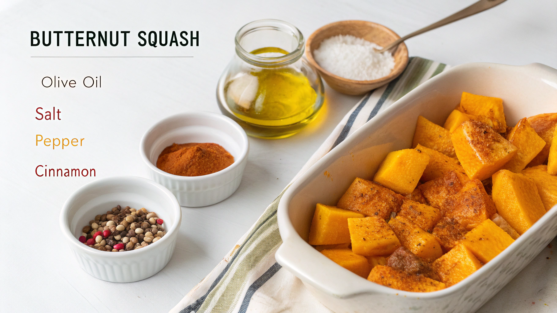 Ingrédients pour courge butternut au four
