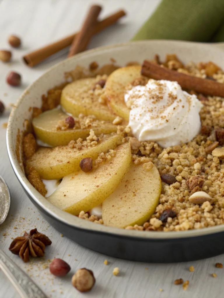 crumble aux poires et noisettes