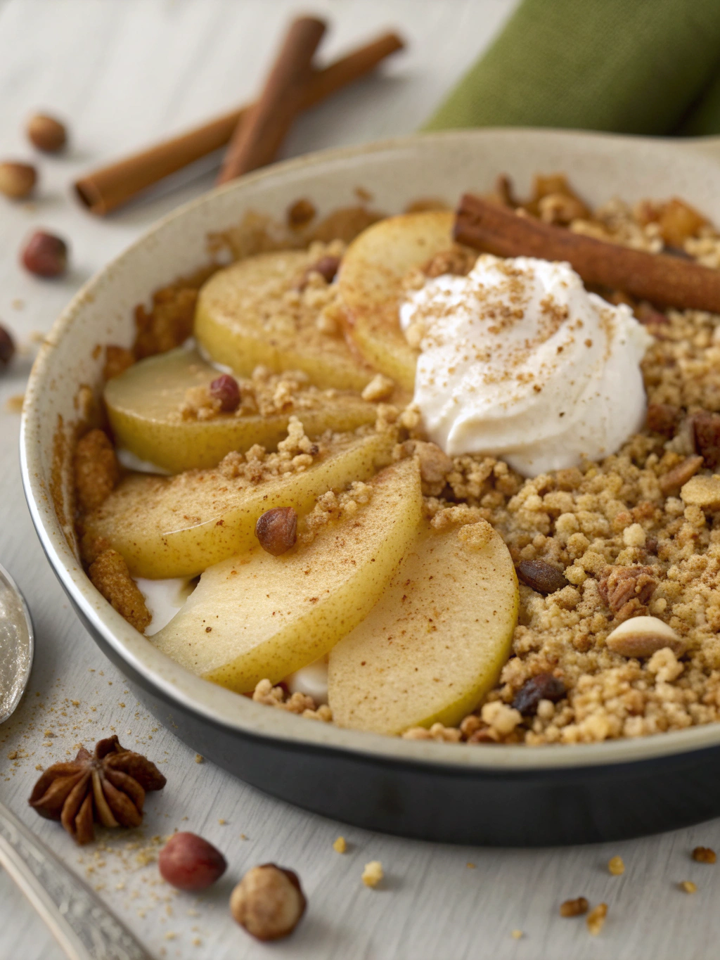 crumble aux poires et noisettes