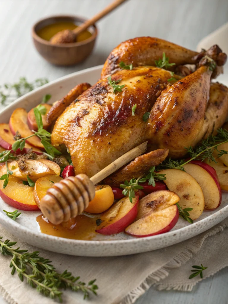 poulet rôti aux pommes et miel