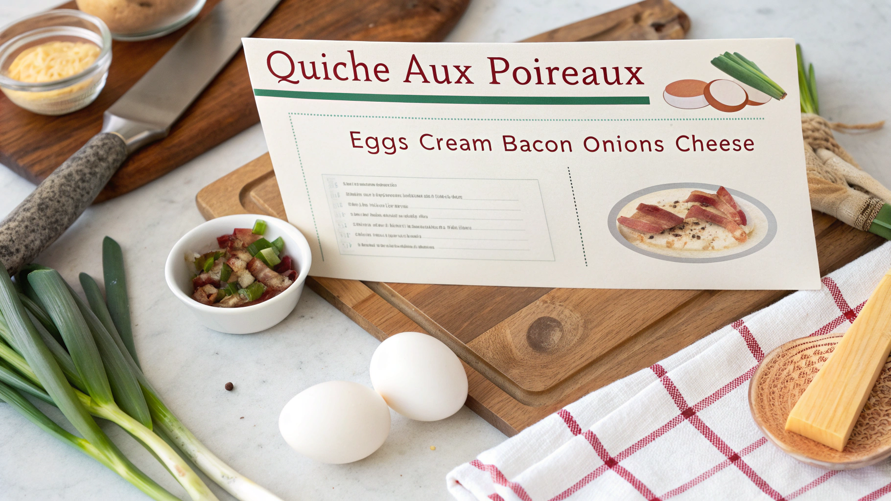 Ingrédients pour quiche aux poireaux
