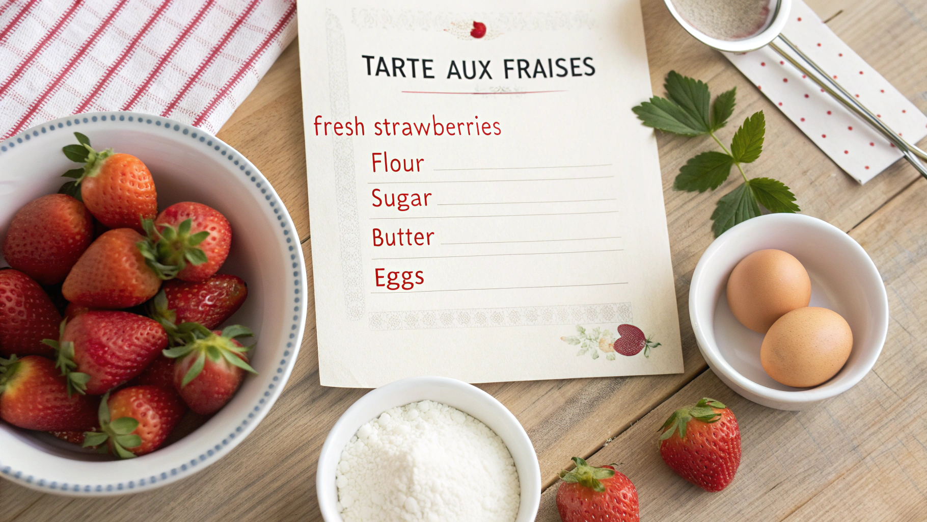 Ingrédients pour tarte aux fraises