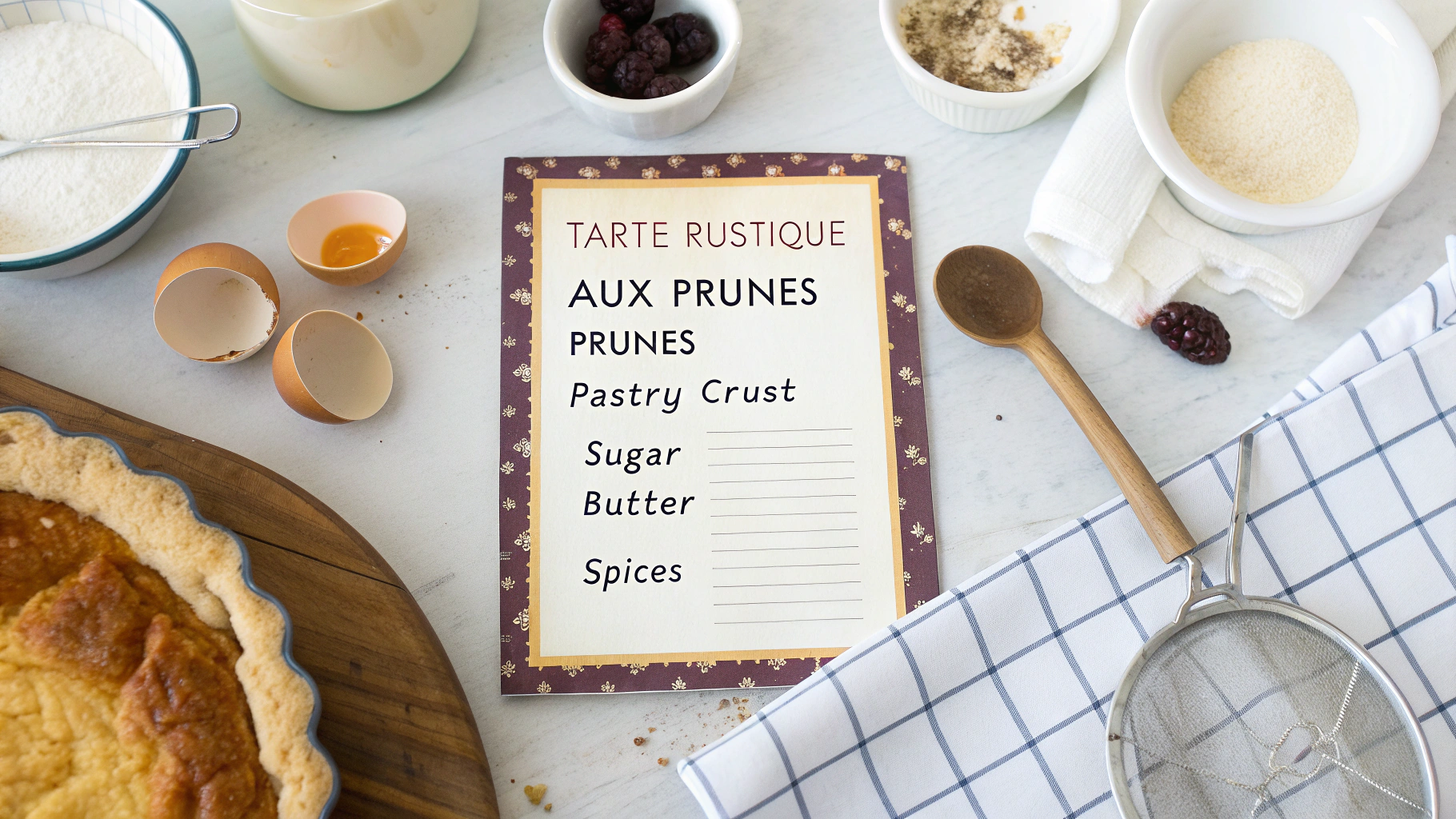 Ingrédients pour tarte rustique aux prunes