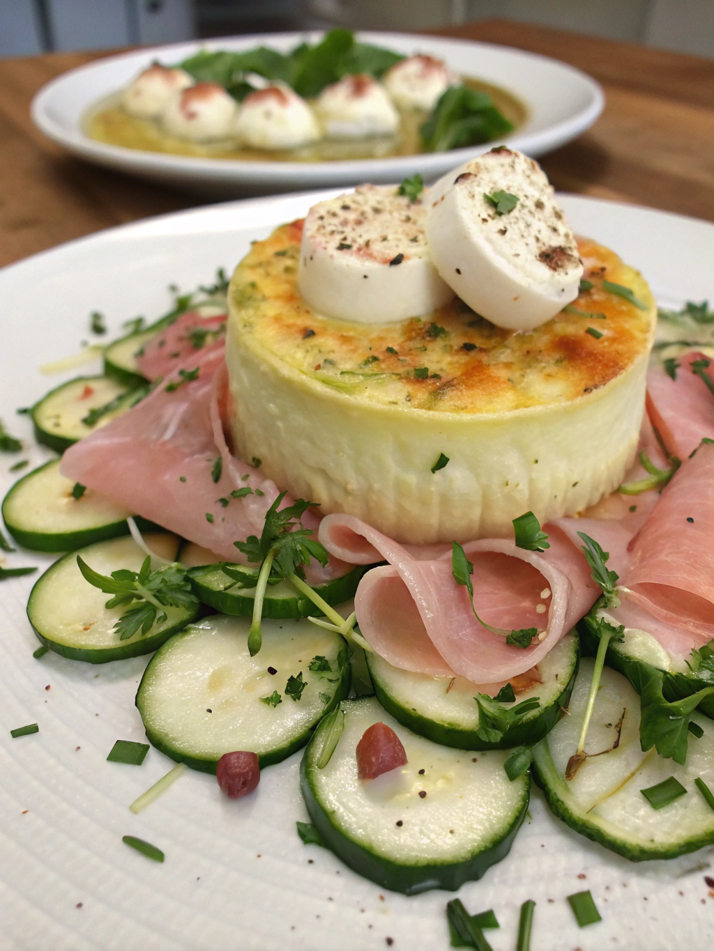 Flan léger courgettes, jambon et mozzarella