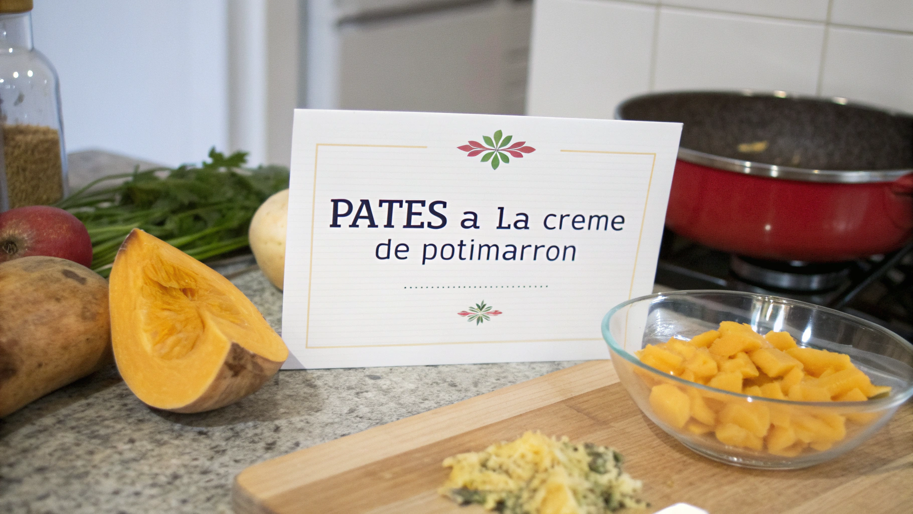 Ingrédients pour pâtes à la crème de potimarron