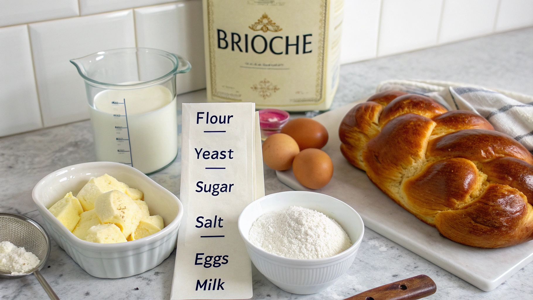 Ingrédients pour une brioche maison