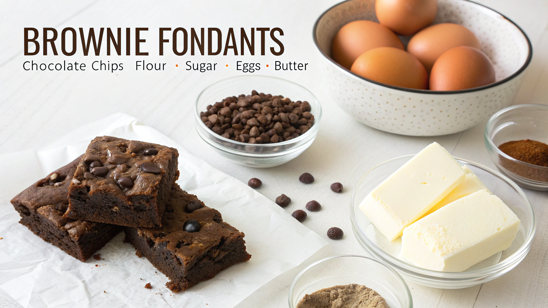 Ingrédients pour brownies fondants