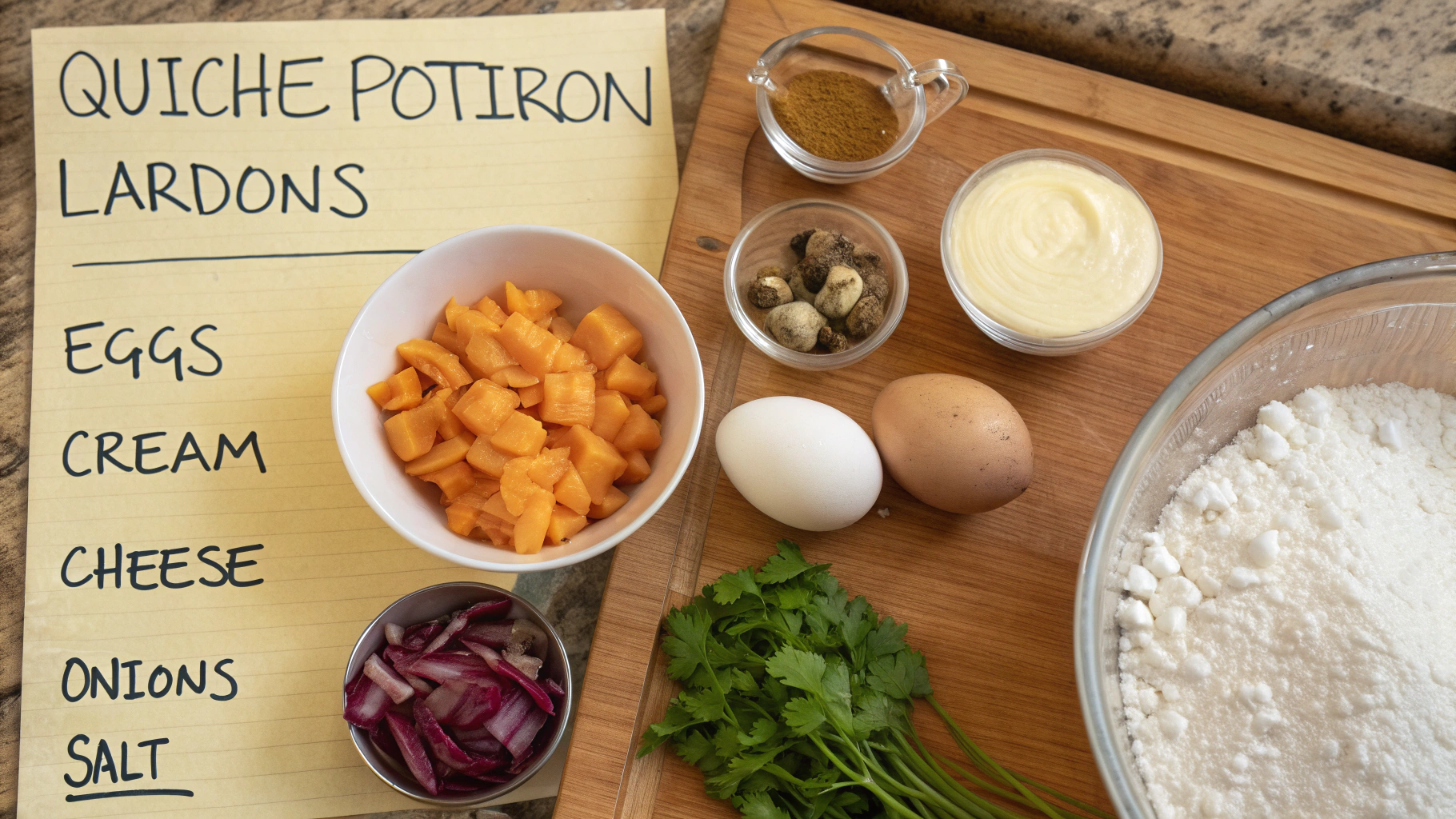 Ingrédients pour quiche potiron lardons