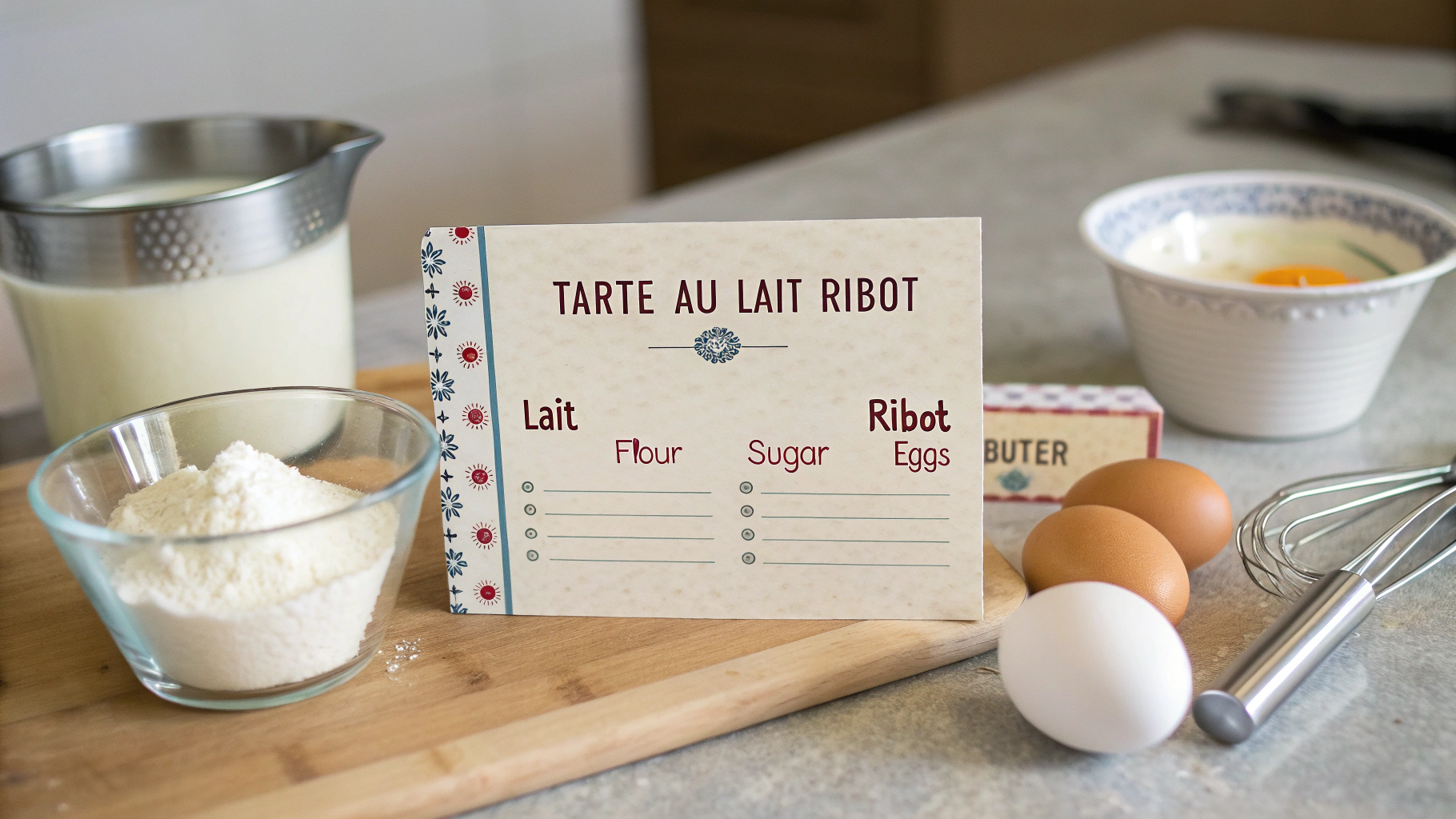 Ingrédients pour tarte au lait ribot