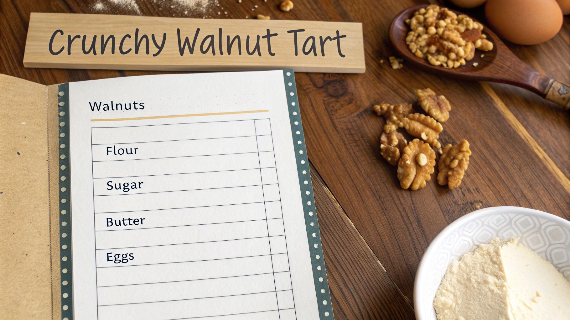 Ingrédients pour tarte aux noix croustillante