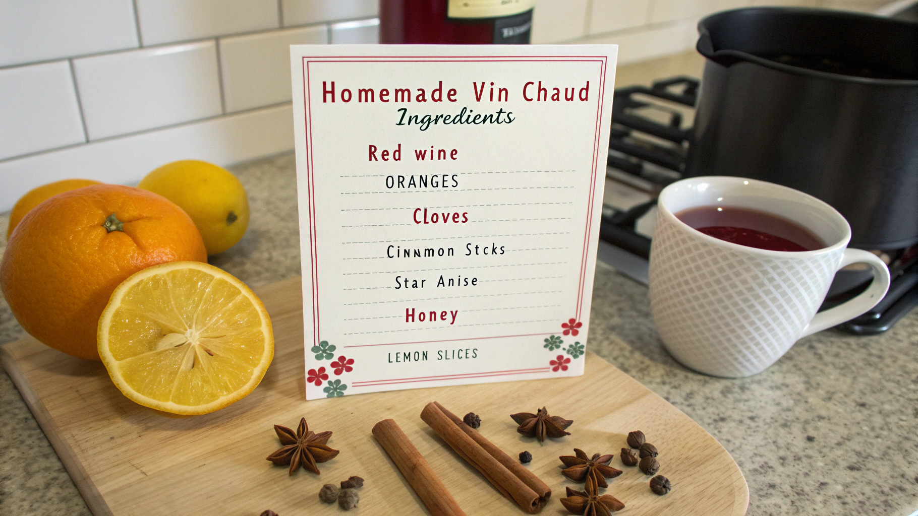 Ingrédients pour vin chaud maison