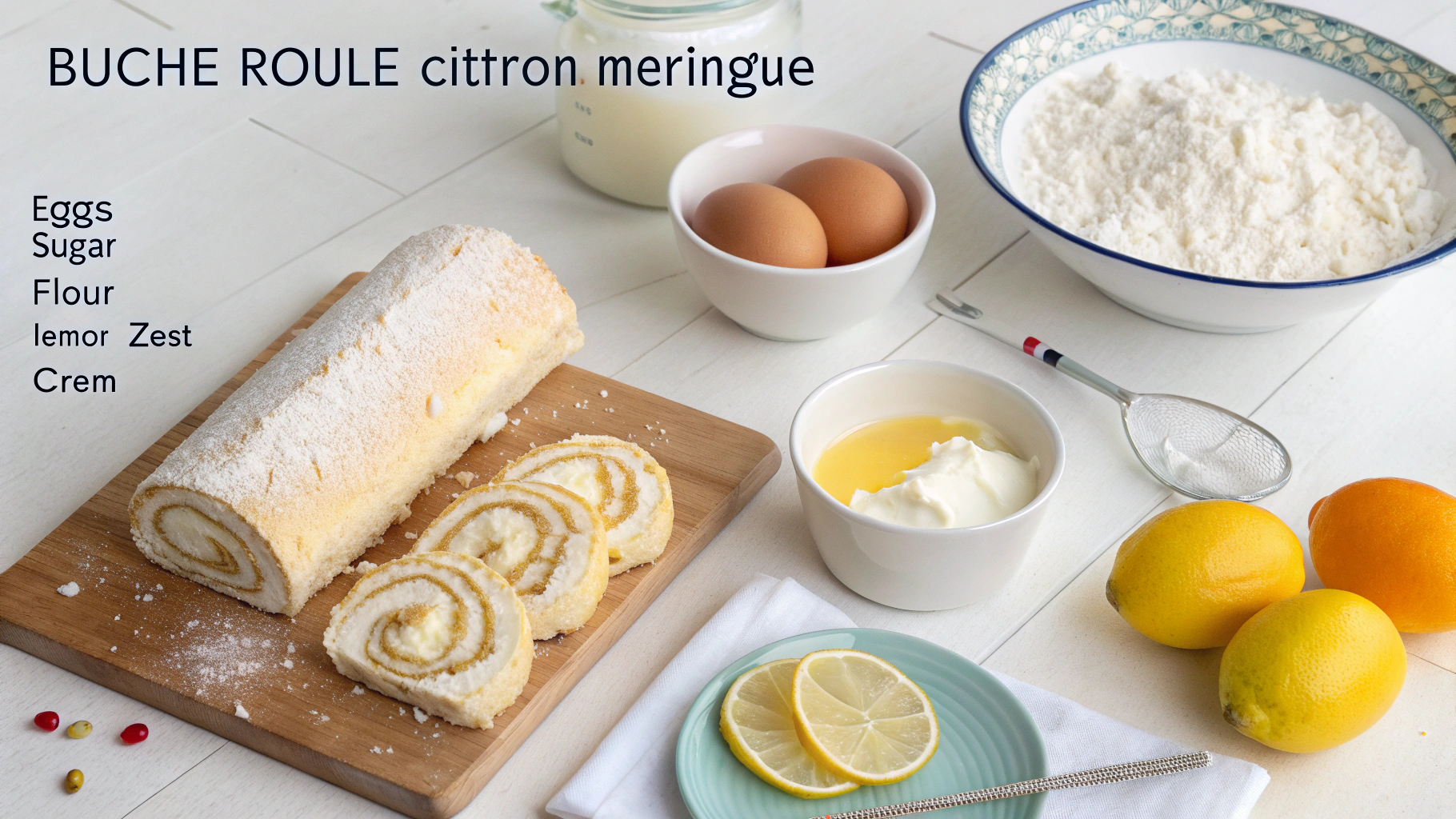 Ingrédients pour bûche roulée citron meringué