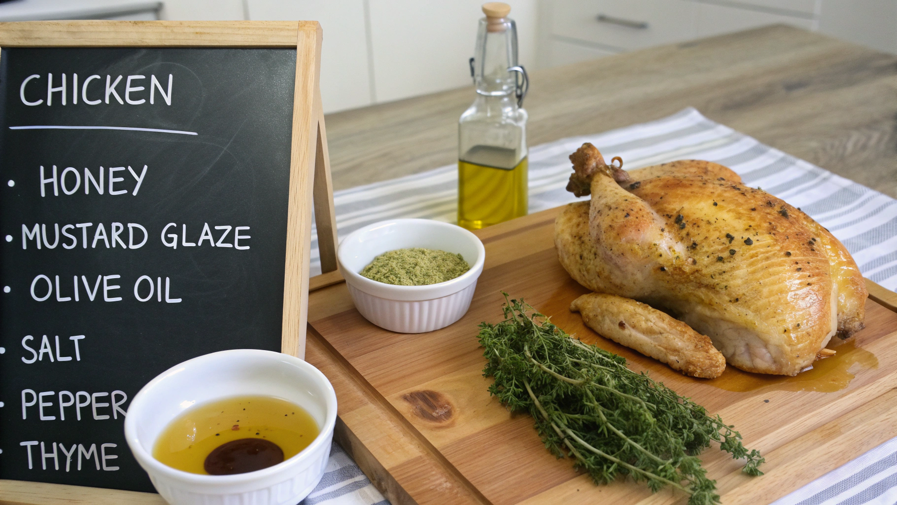 Ingrédients pour poulet rôti miel-moutarde