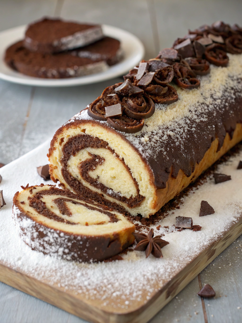 bûche roulée chocolat-vanille