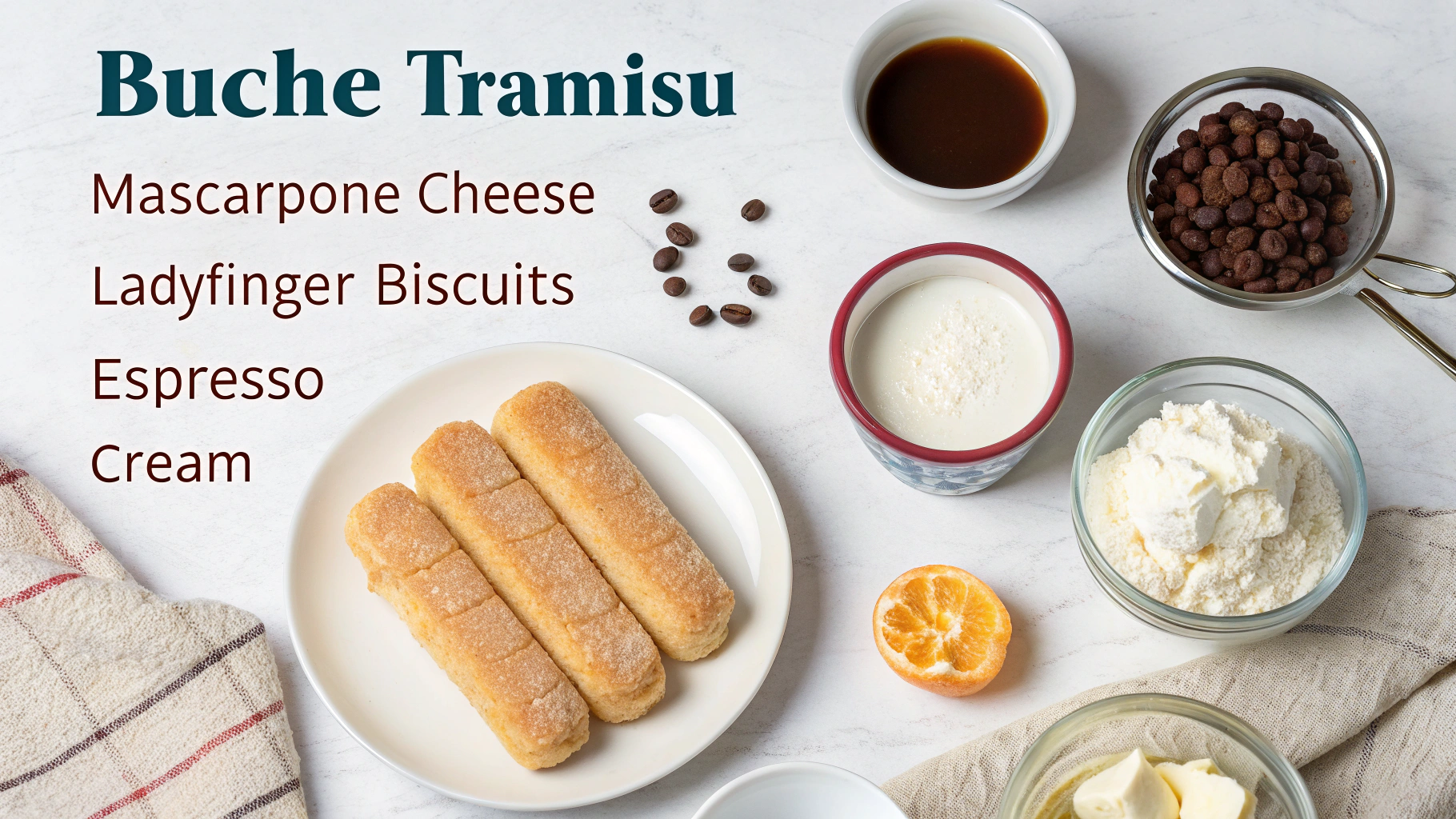 Ingrédients de la bûche tiramisu