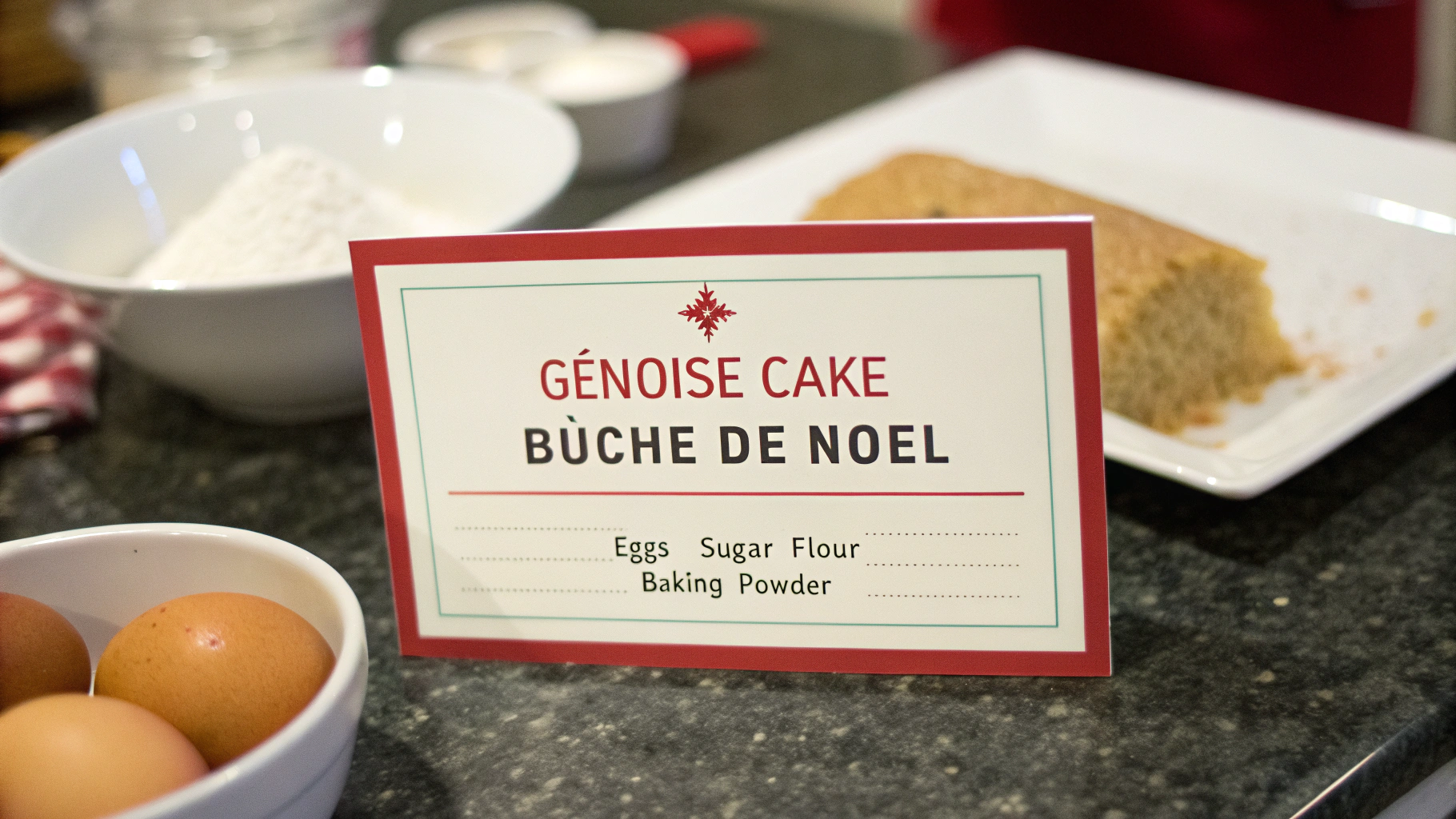 Ingrédients pour génoise de bûche