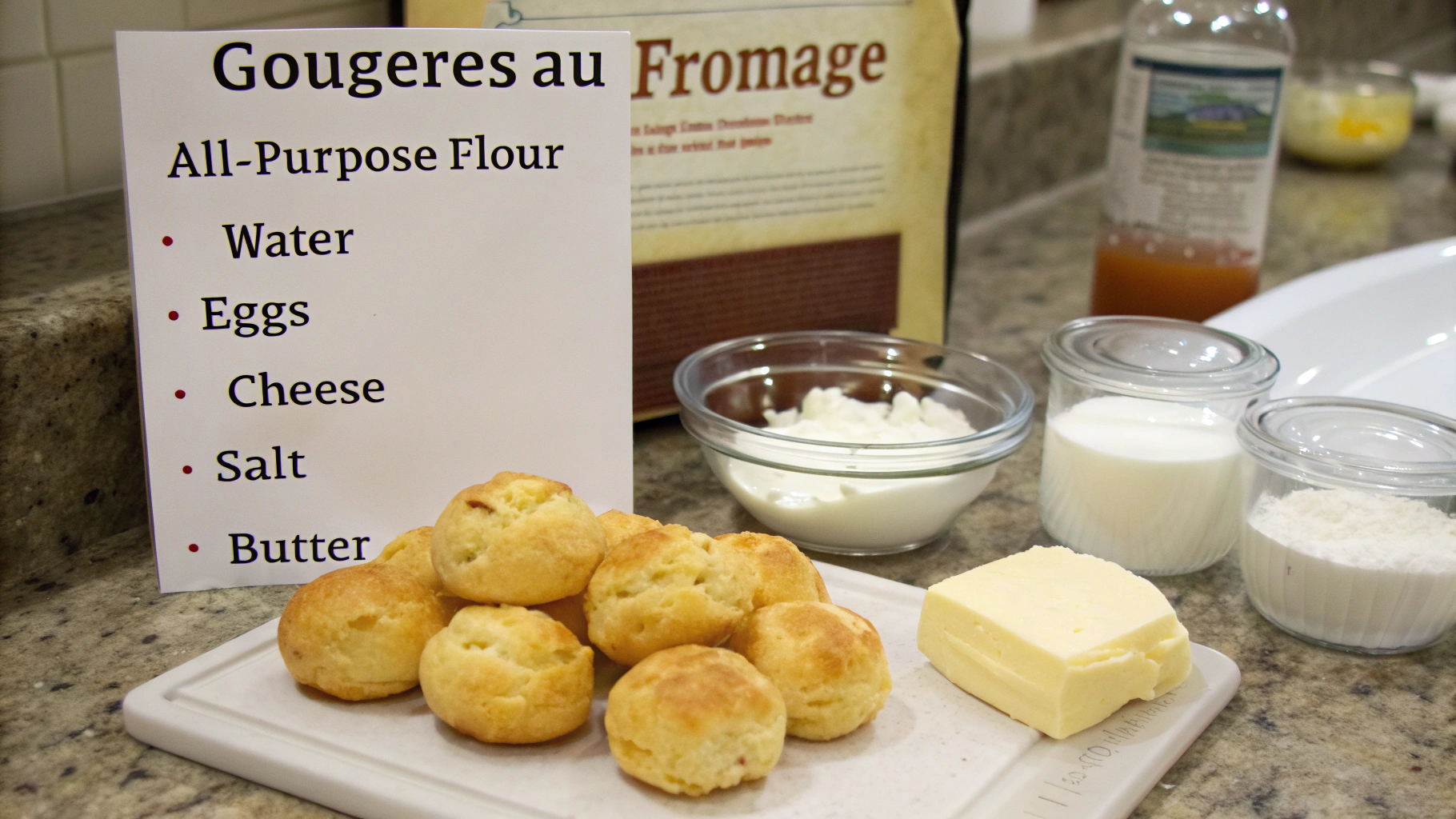 Ingrédients pour gougères au fromage