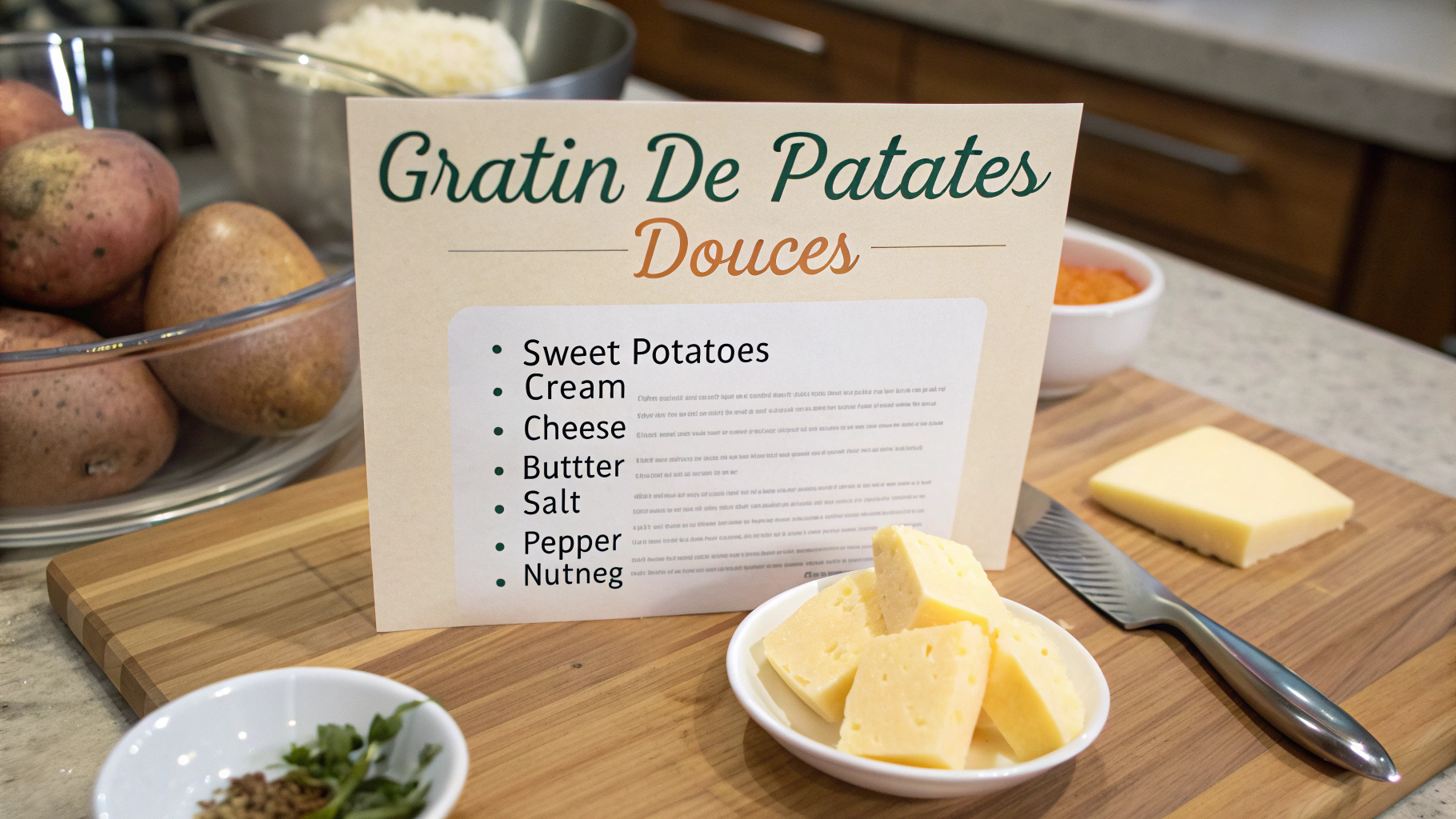Ingrédients pour gratin de patates douces