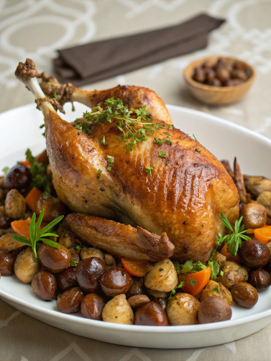 pintade rôtie aux marrons