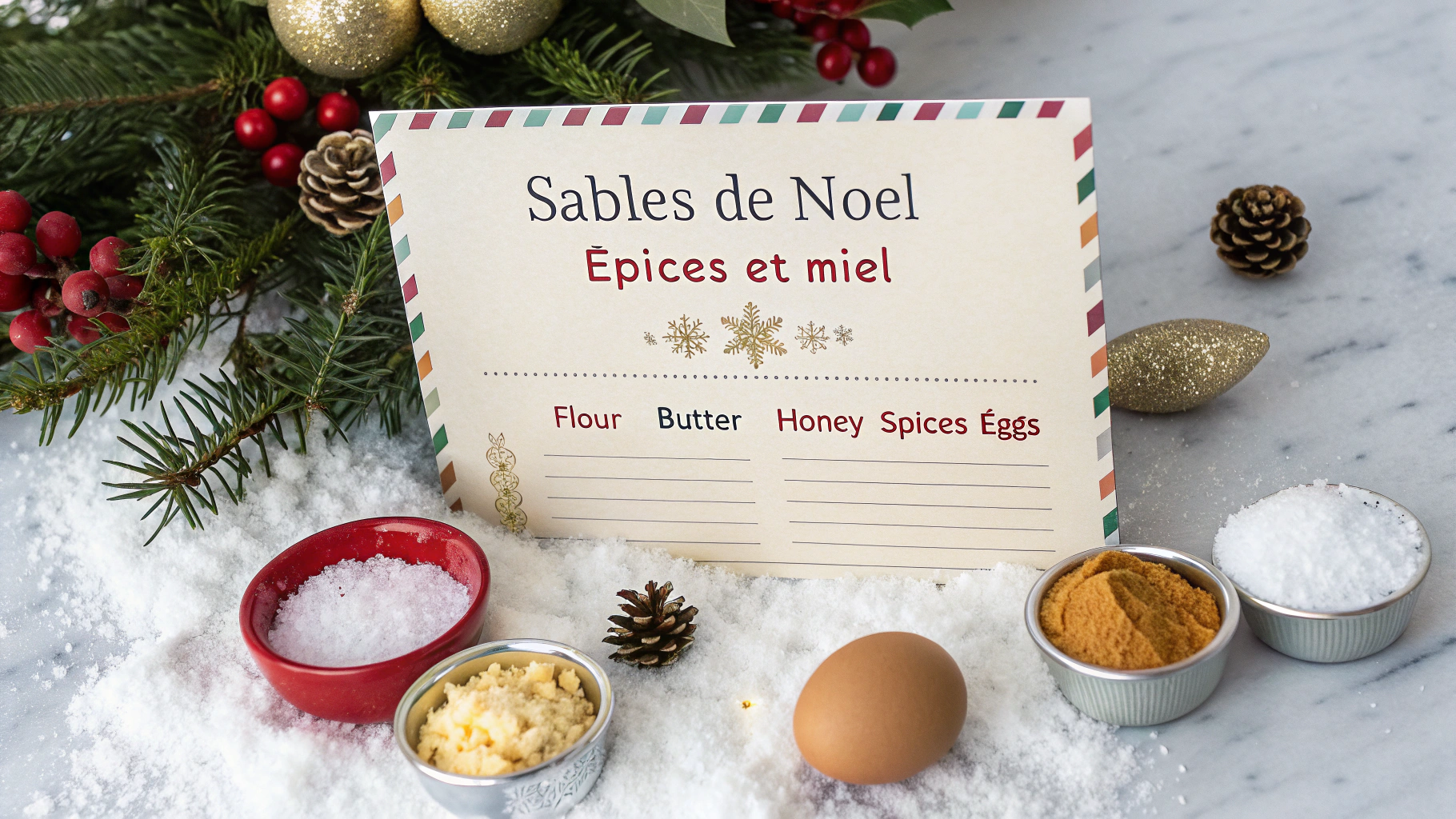 Ingrédients pour sablés de Noël épices et miel