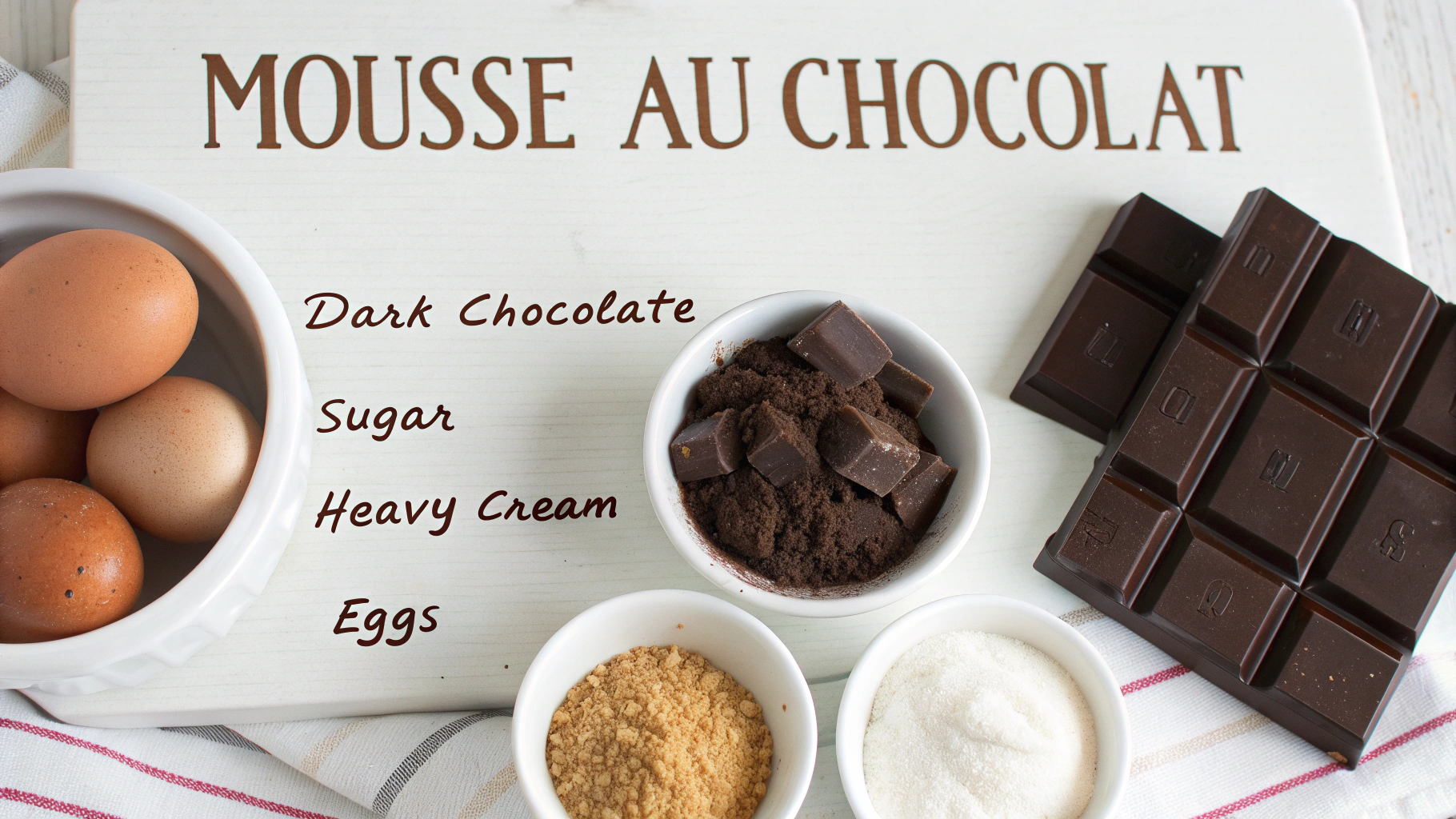 Ingrédients pour mousse au chocolat