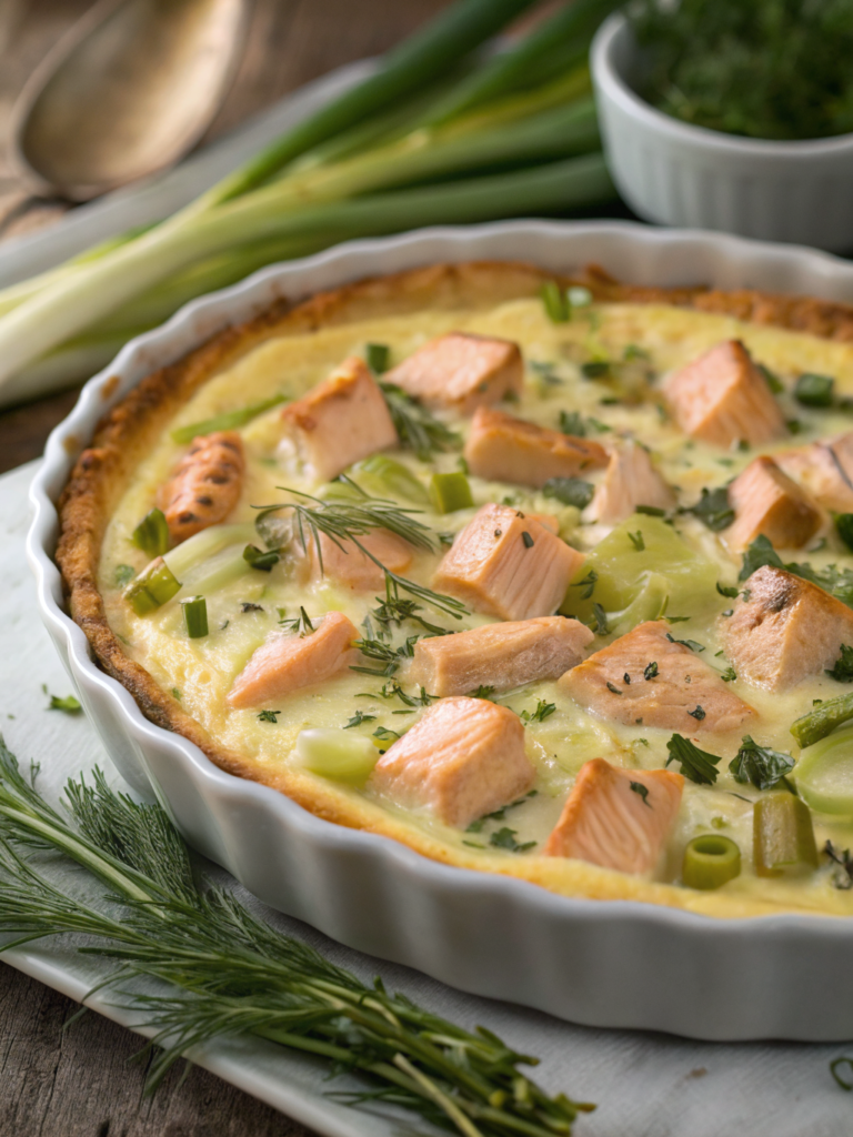 clafoutis salé saumon poireaux